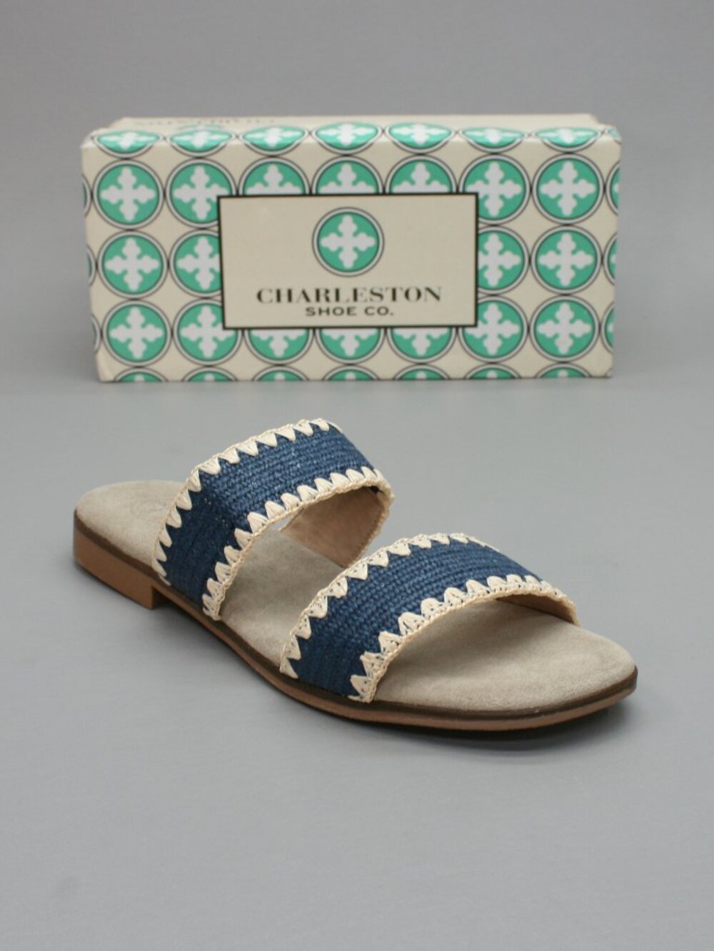 Charleston Shoe Co. 42 Ladies 11 Majorca Jute Navy Blue Slip-on Shoes Sandals